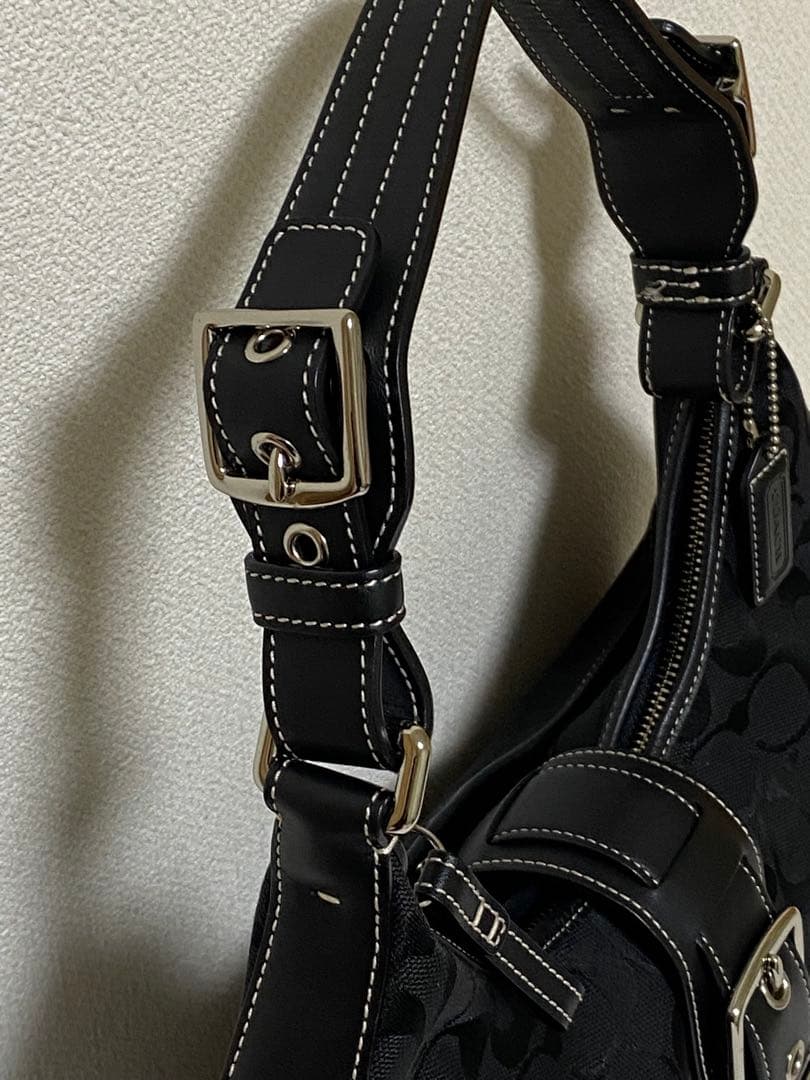 コーチ　キャンパスレザー　ワンショルダー　ソーホー　シグネチャー　ブラック