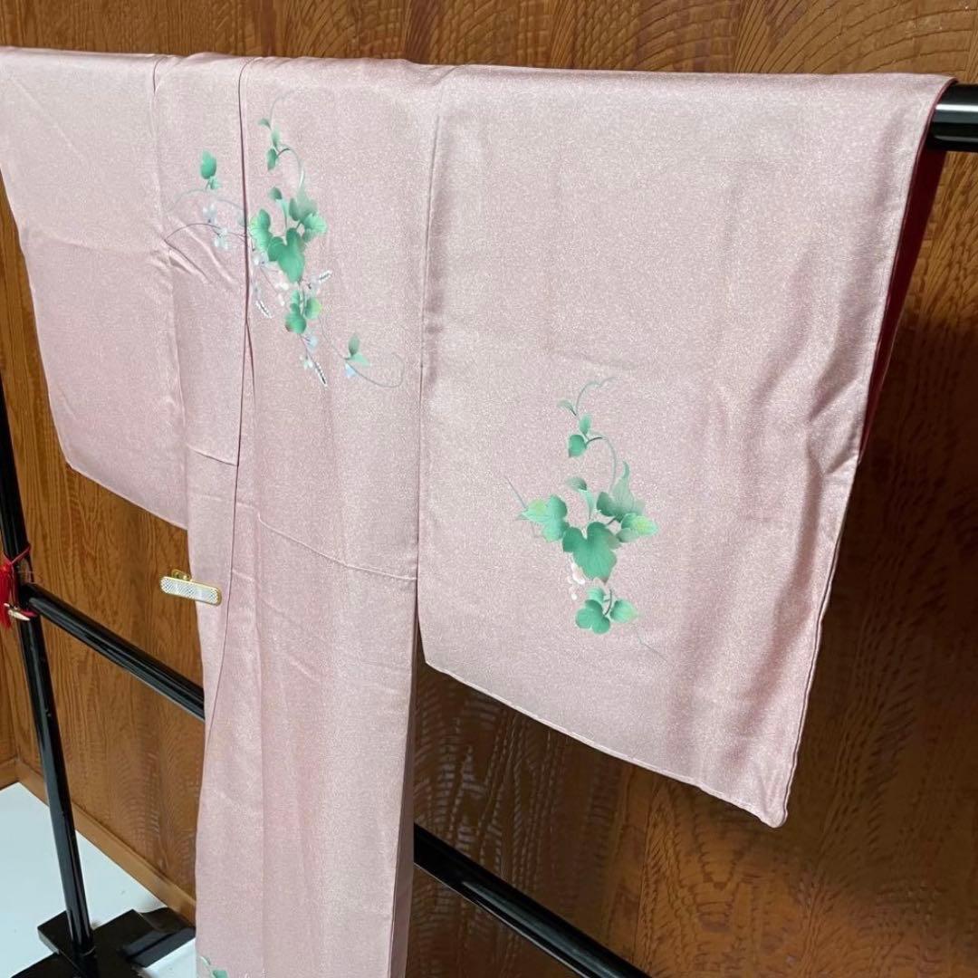 ぽ*ん様 付下げ 牡丹 萩 唐草文 正絹 裄67 トールサイズ v209