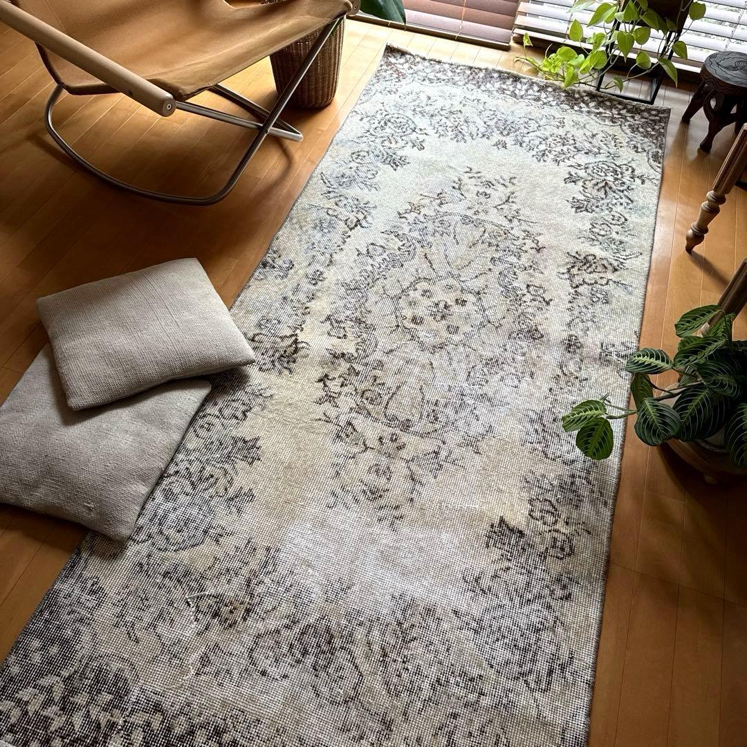 88×211 ナチュラルカラー　ブラウン　メダリオン　トルコヴィンテージラグ