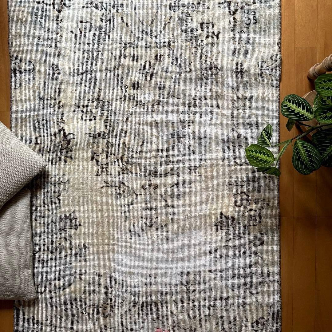 88×211 ナチュラルカラー　ブラウン　メダリオン　トルコヴィンテージラグ