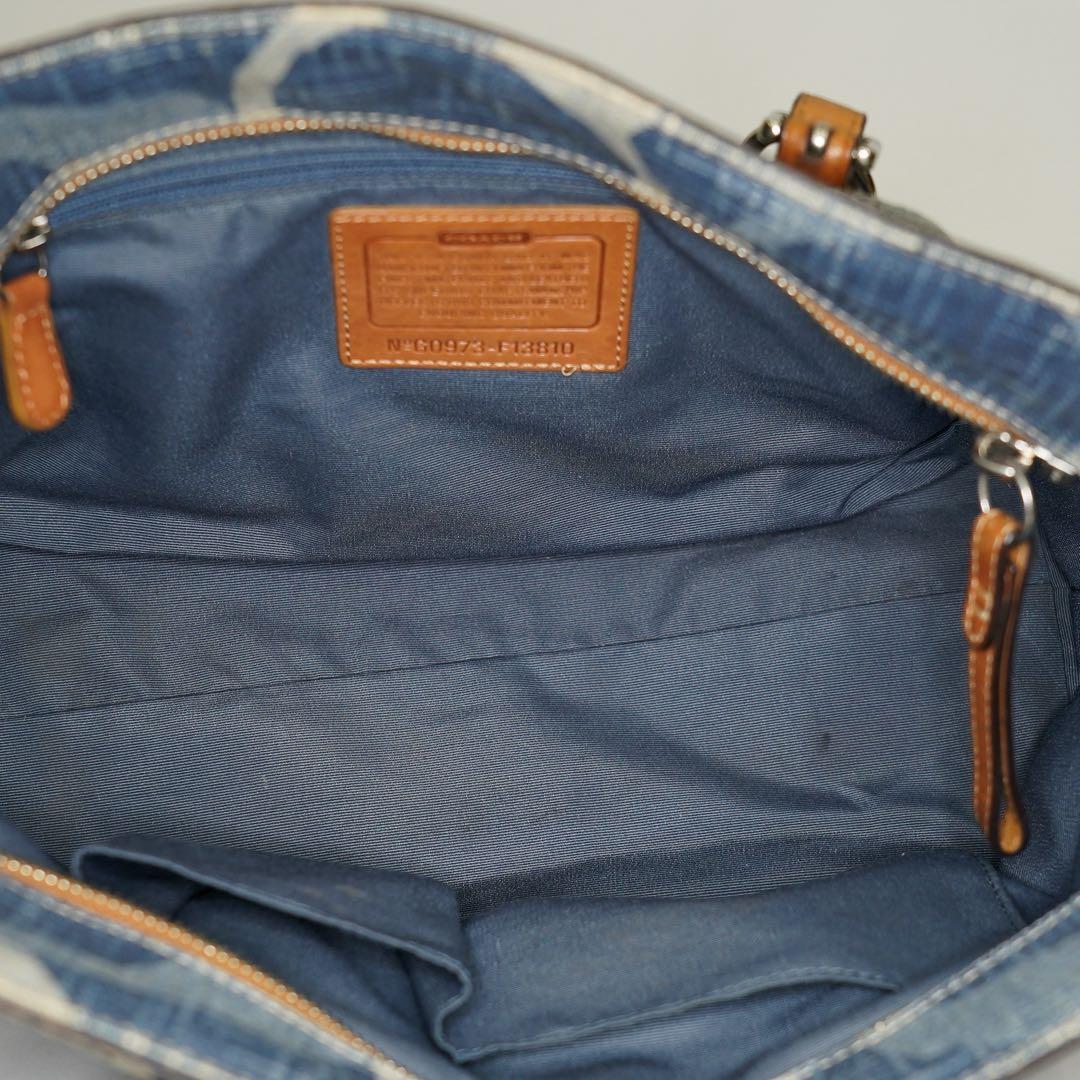 美品 COACH ハンドバッグ シグネチャー ターンロック デニム