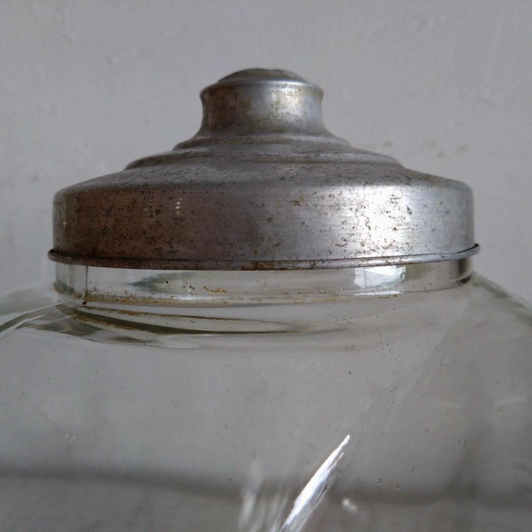 古い菓子瓶　昭和レトロ　ガラス瓶　蓋付　希少