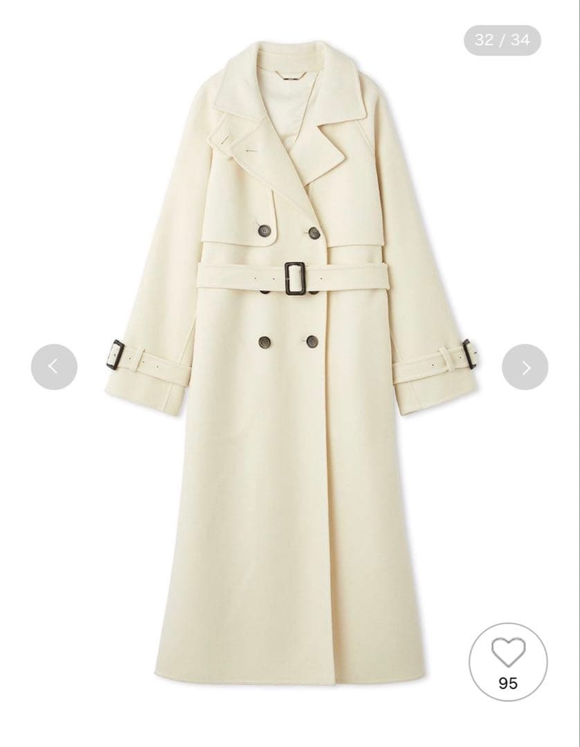 完売品　CELFORD セルフォード ウール混ロングトレンチコート IVR 36