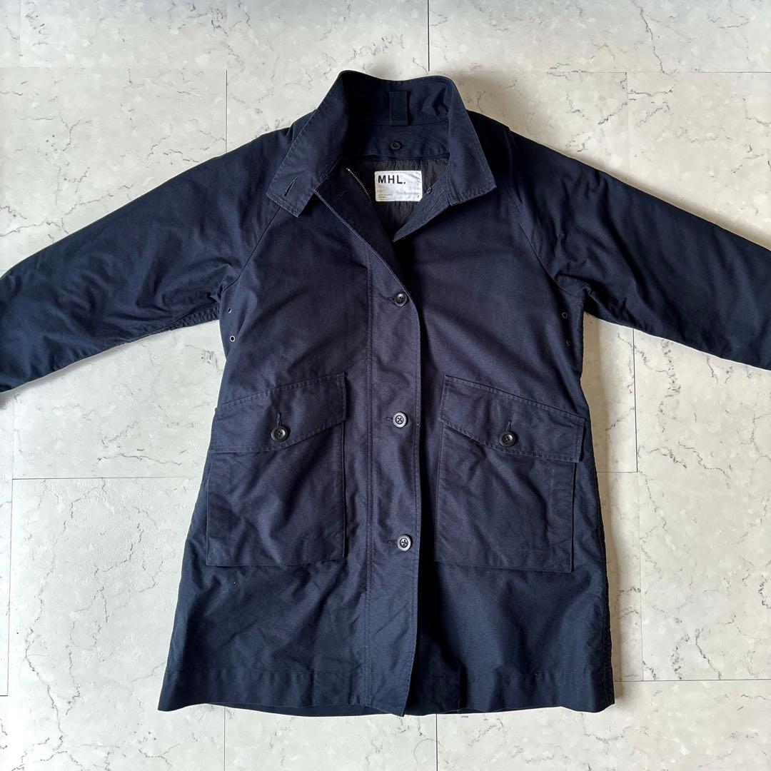 美品 MHL. ダウンライナー付 2way ステンカラーコート ネイビー 大き目