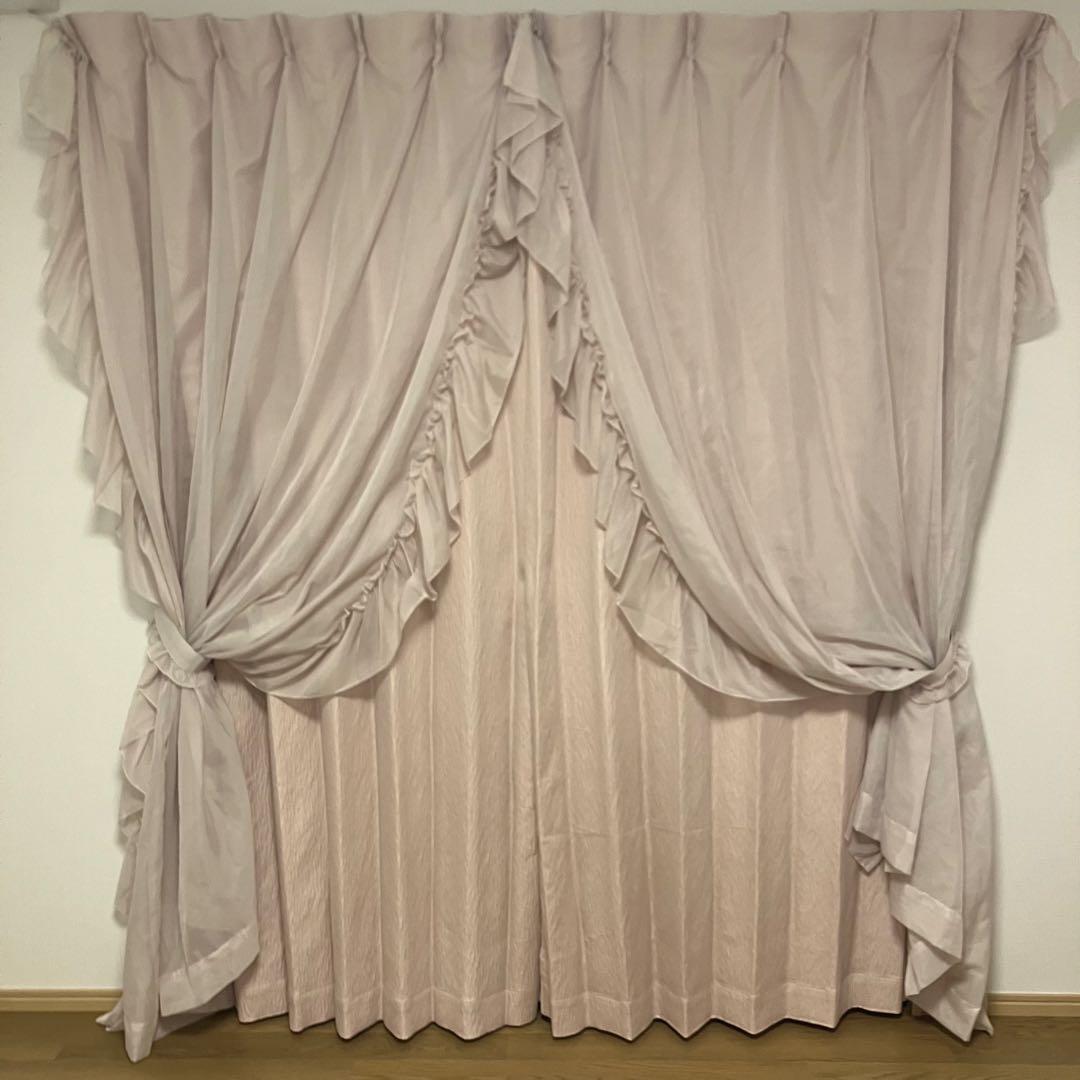 Francfranc フリル×ラメリア　ダブルカーテン　100×200