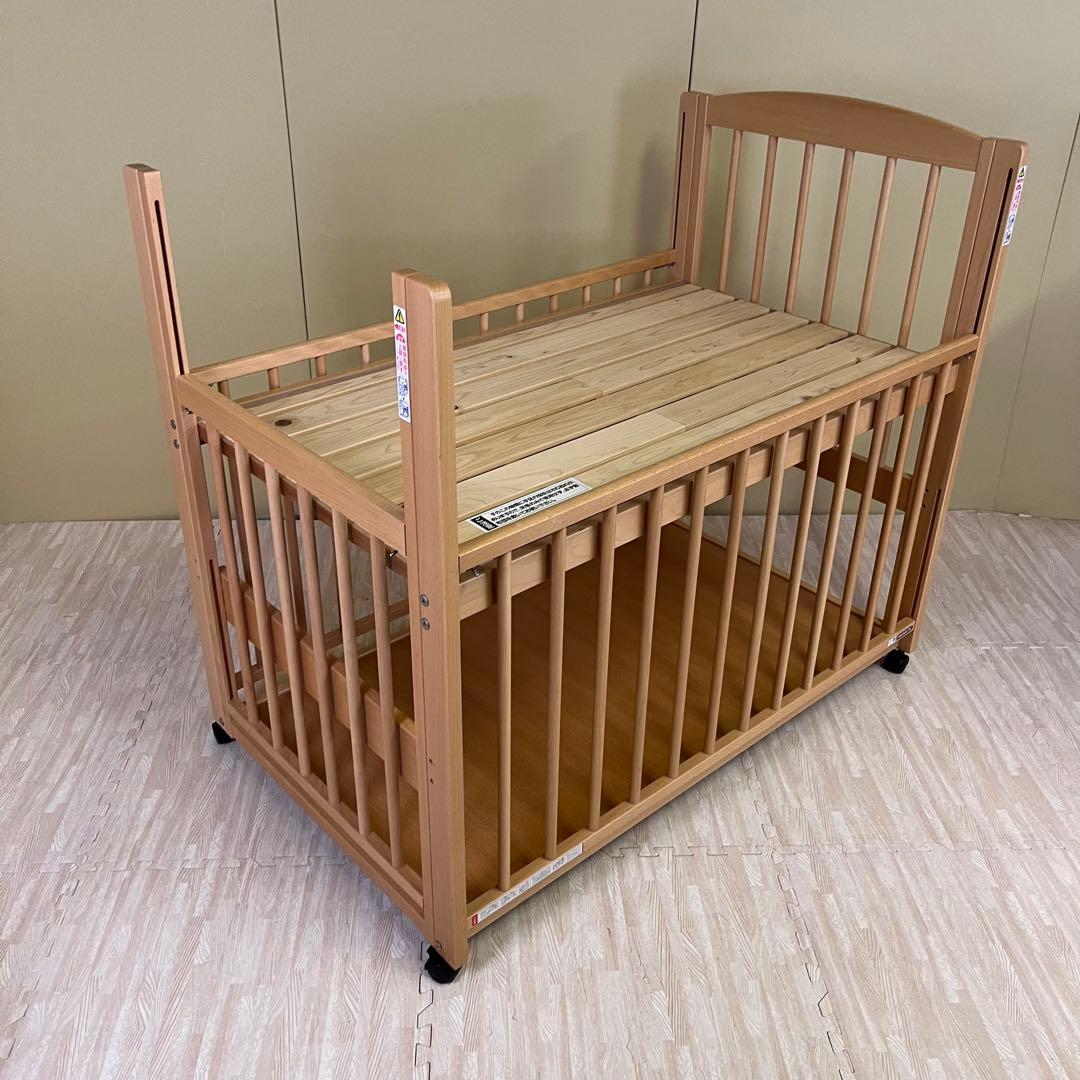 ☆除菌清掃済☆　美品　日本製　サワベビー　ハイタイプ　すのこ床板　3面スライド