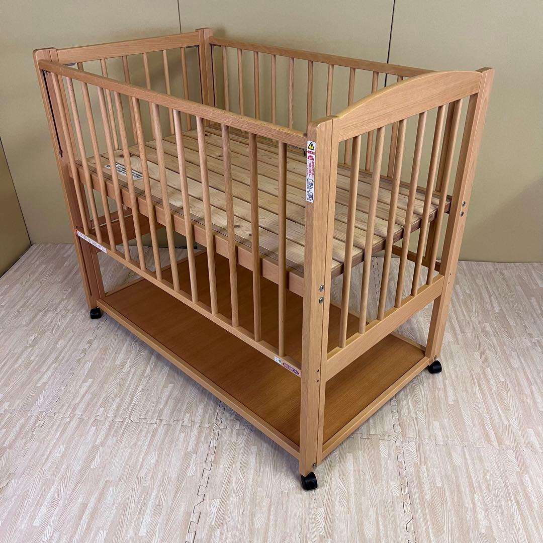 ☆除菌清掃済☆　美品　日本製　サワベビー　ハイタイプ　すのこ床板　3面スライド