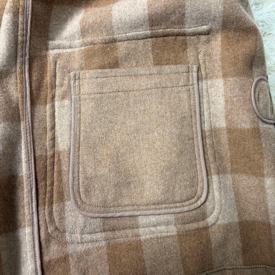 英国製 カシミヤ混 グローバーオール ダッフルコート L~XL相当 チェック柄