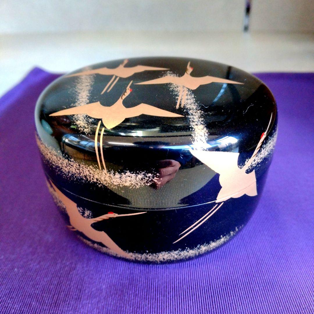 茶道具　期間限定特価　群鶴蒔絵平棗　内梨子地　新品未使用品