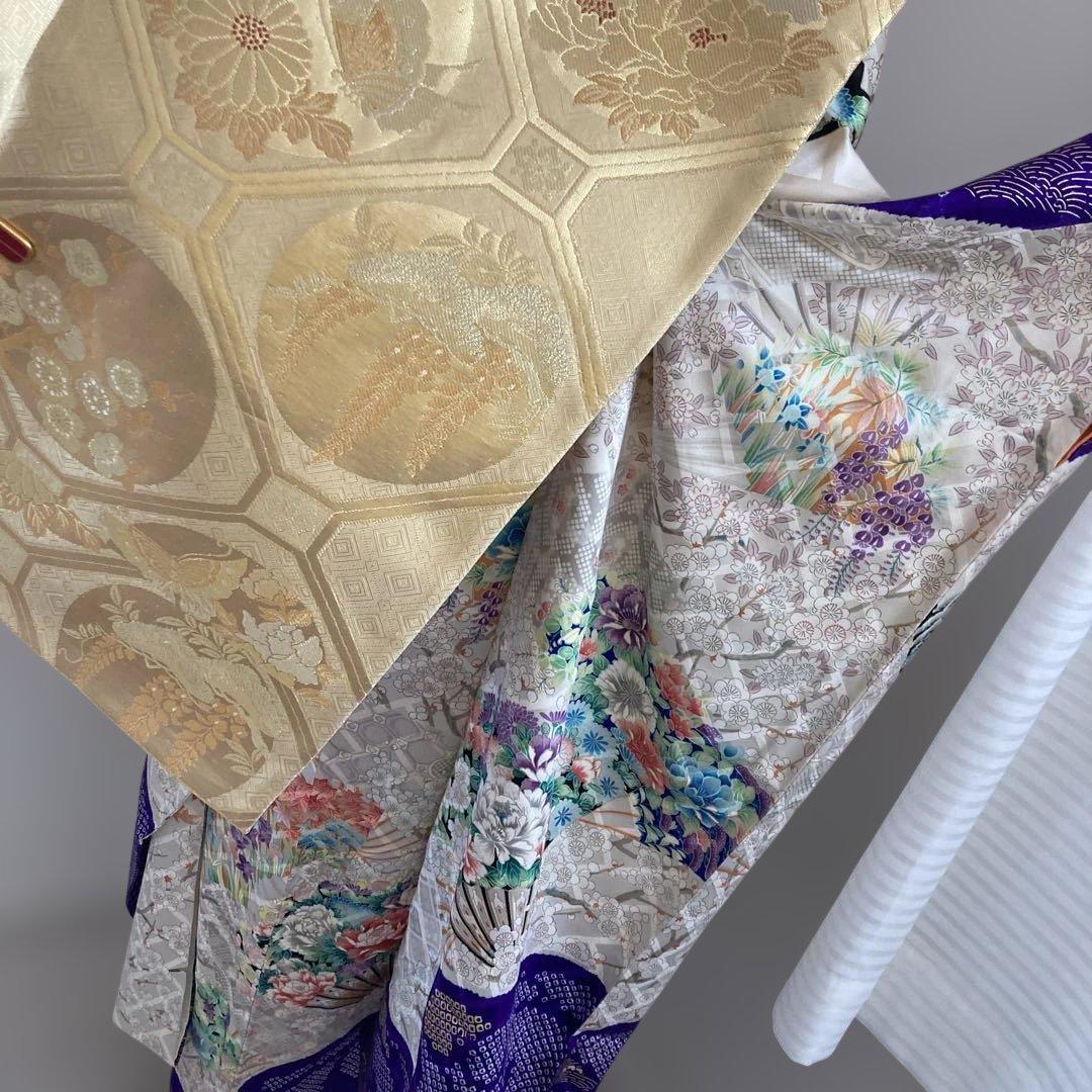 豪華振袖フルセットお探しの方に　白地　ホワイト　花柄　金彩　成人式