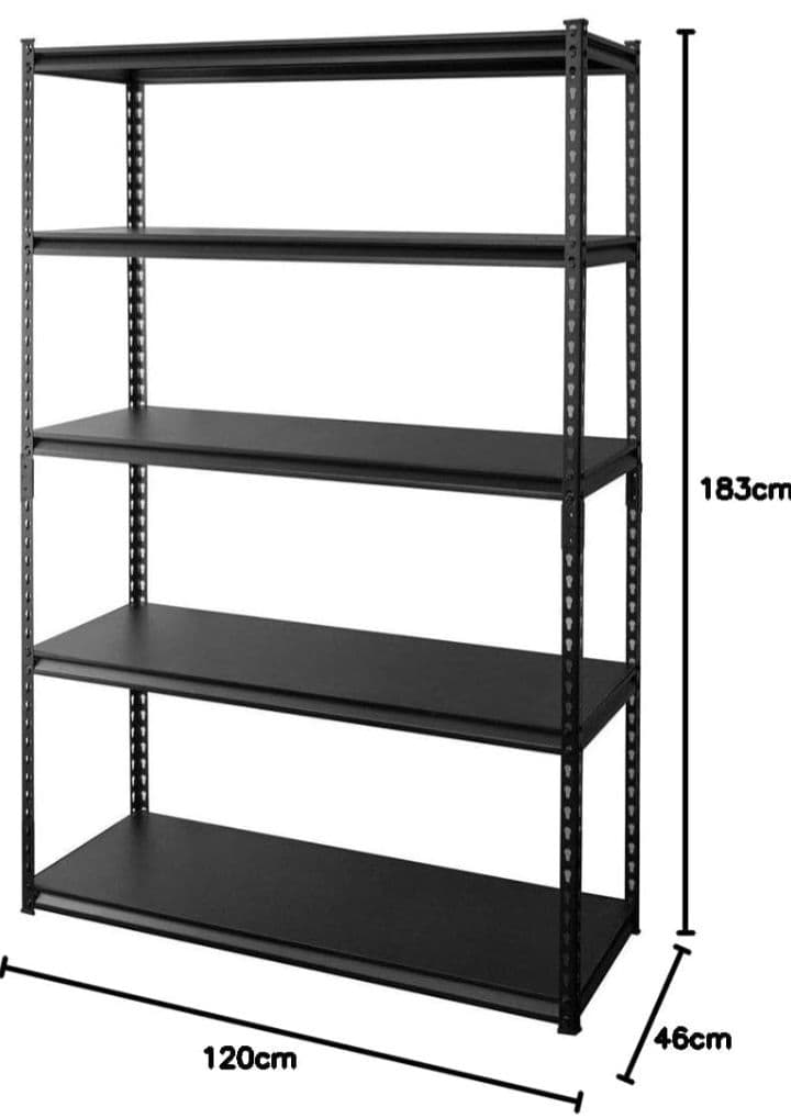 H　アイリスプラザ　スチールラック　幅120cm　5段　ブラック　YK