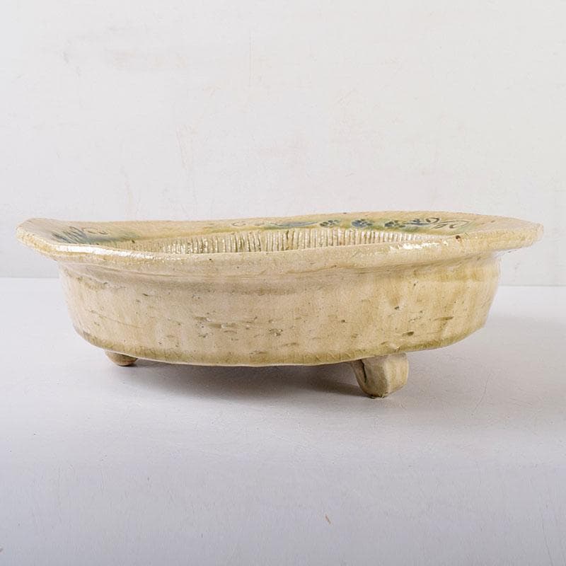 北大路魯山人作　瀬戸焼　黄瀬戸　かぶら絵　鉢　共箱　M　R8015C