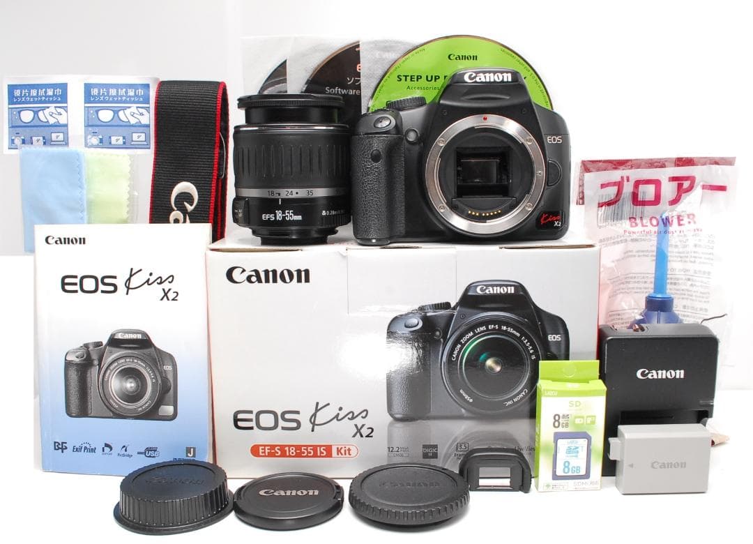 箱・取説付の安心一眼レフデビューセット　Canon Kiss X2　ライブビュー