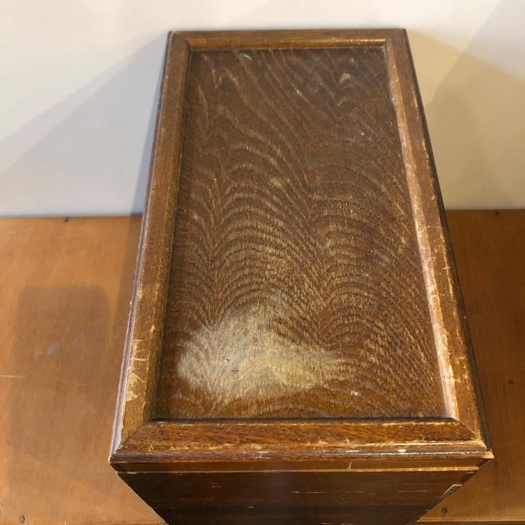 昭和レトロ　木製ジュエリーボックス　3段　鏡付きアクセサリー入れ　小物入れ　木