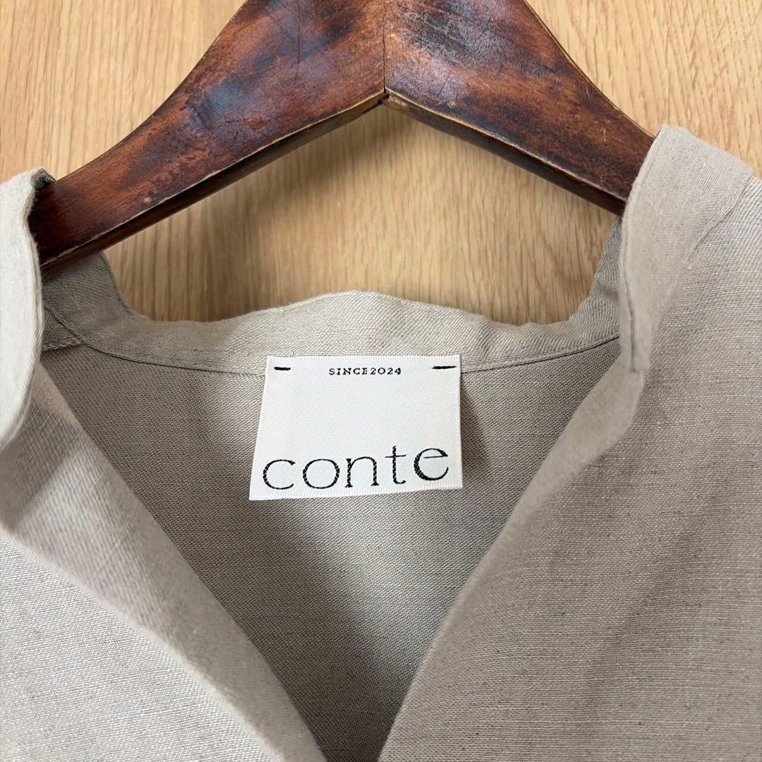 ユナイテッドアローズ ＜conte＞ ギャザースリーブ バンドカラーシャツ