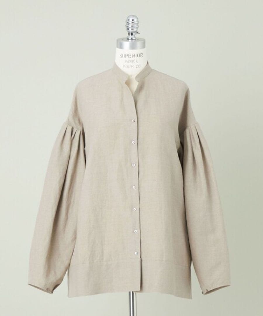 ユナイテッドアローズ ＜conte＞ ギャザースリーブ バンドカラーシャツ