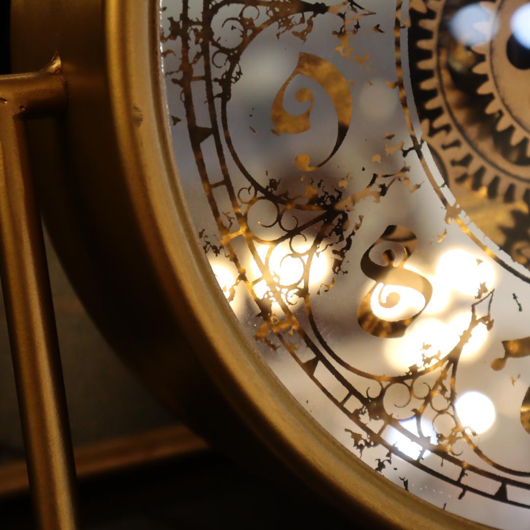 置き時計 クロック ゴールド ギアクロック ヴィンテージ