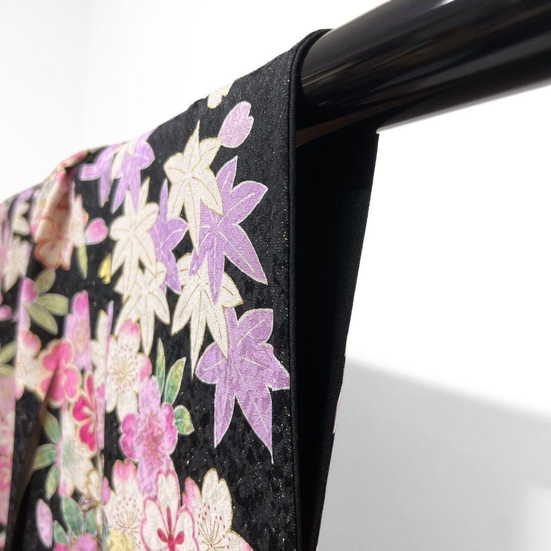 金通し　金駒刺繍　金彩　菊花　楓　桜花　振袖　着物　013a p