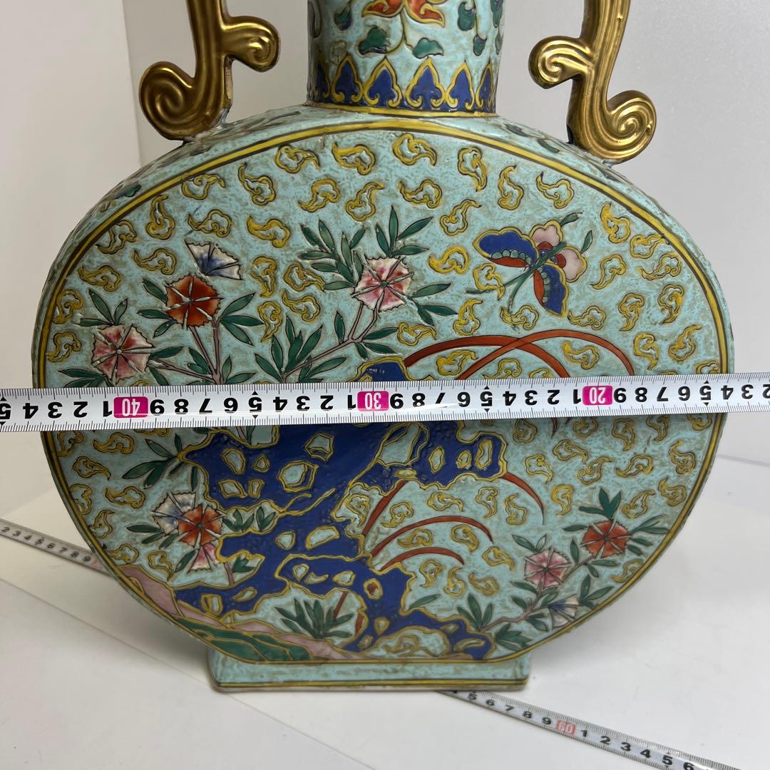 中国美術　粉彩　大花瓶　h40cm 東K8-0202③ タサオ