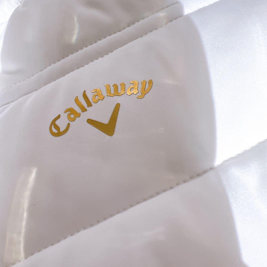 極美品 キャロウェイ 中綿ジャケット バック裾プリーツ 白 Ｌ