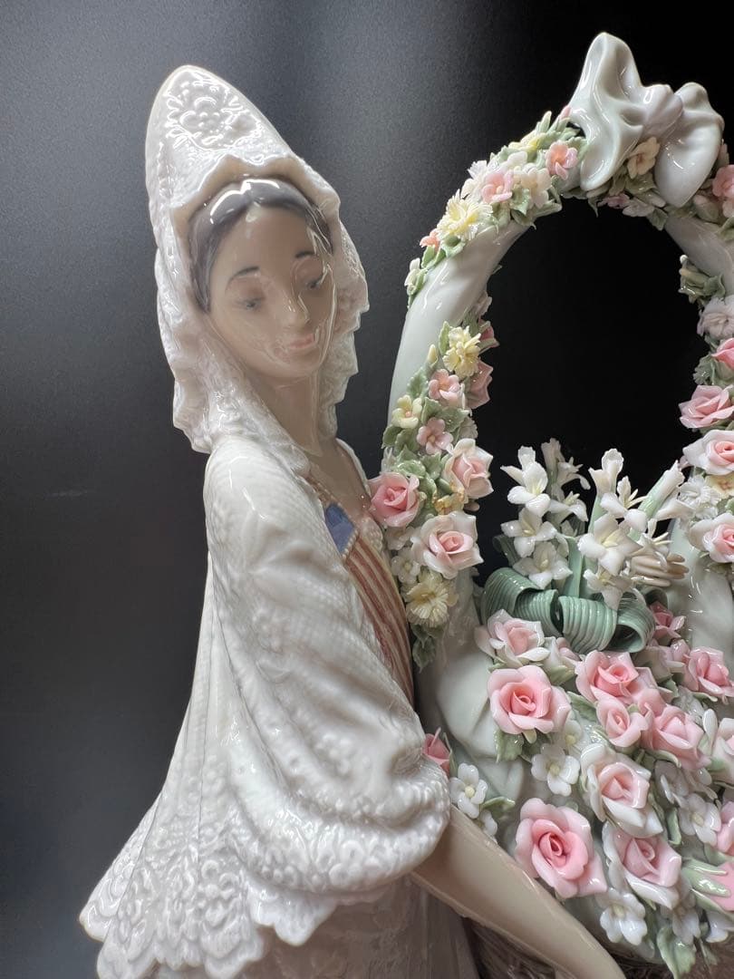 【アンティーク】美品 LLADRO リヤドロ 献花 世界限定3000 古美術品