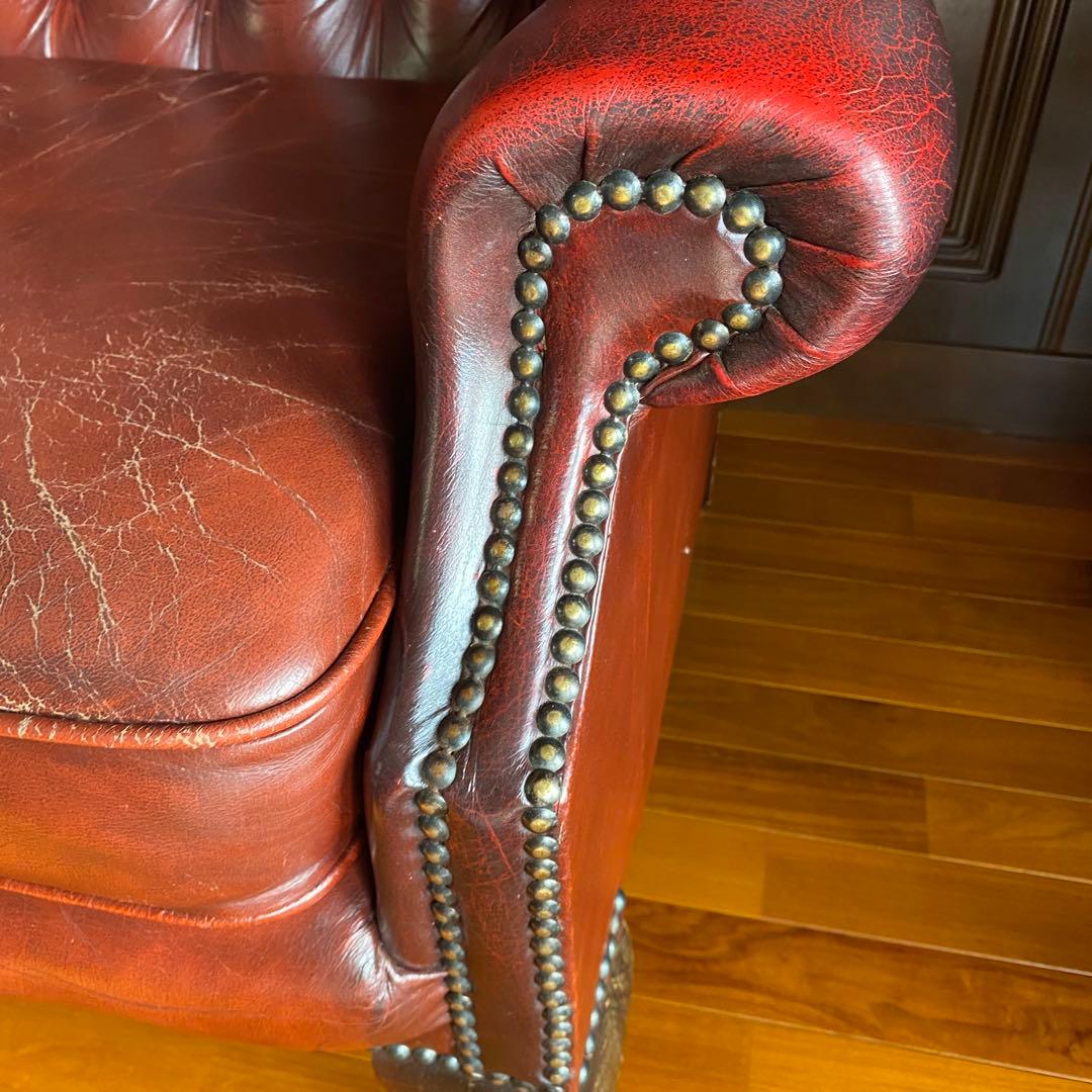 【お値下げ！】イギリス 本革 チェスターフィールド ソファ チェア