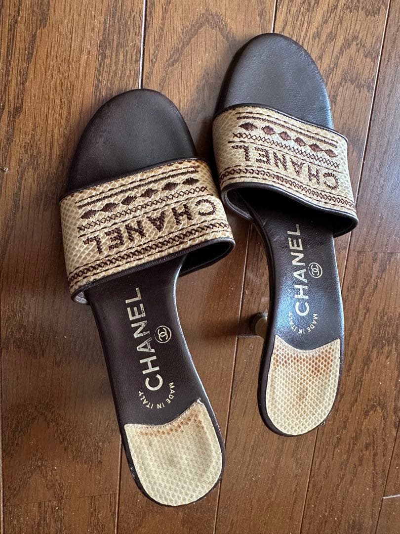 CHANEL ベージュ ブラウン ミュール 36