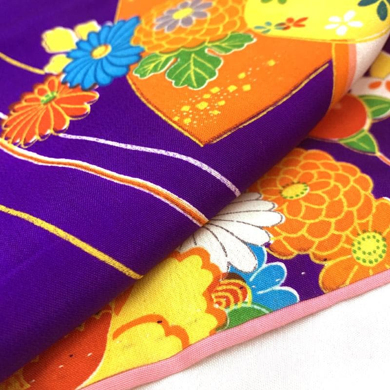 510ag10■七五三 七歳 女児 セミアンティーク着物&丸帯&長襦袢■状態良好