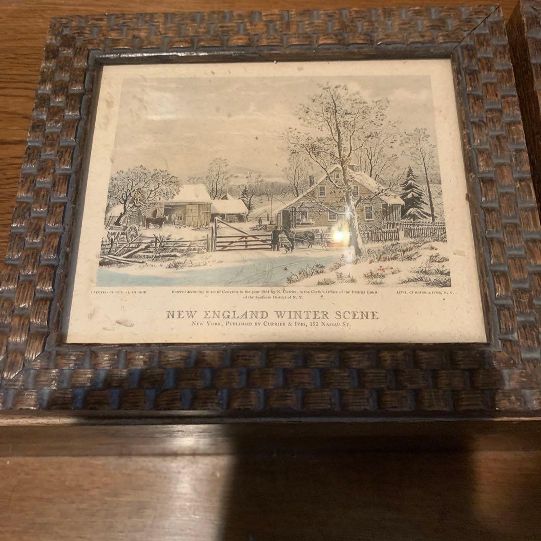 アンティーク　２枚セット　古いフォトフレーム