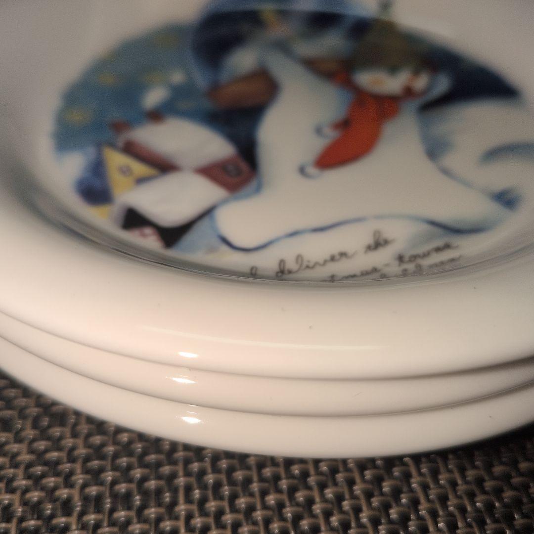 Shinzi Katoh 雪だるま 丸皿クリスマスプレート４種類7枚セット