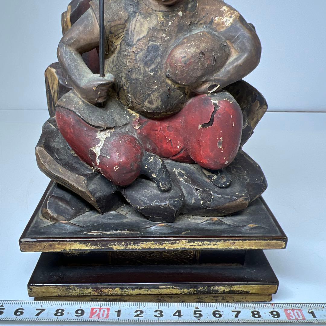 江戸初期　木彫　恵比寿天　仏像　高さ約19.2㎝　東さ8-0131☆2F