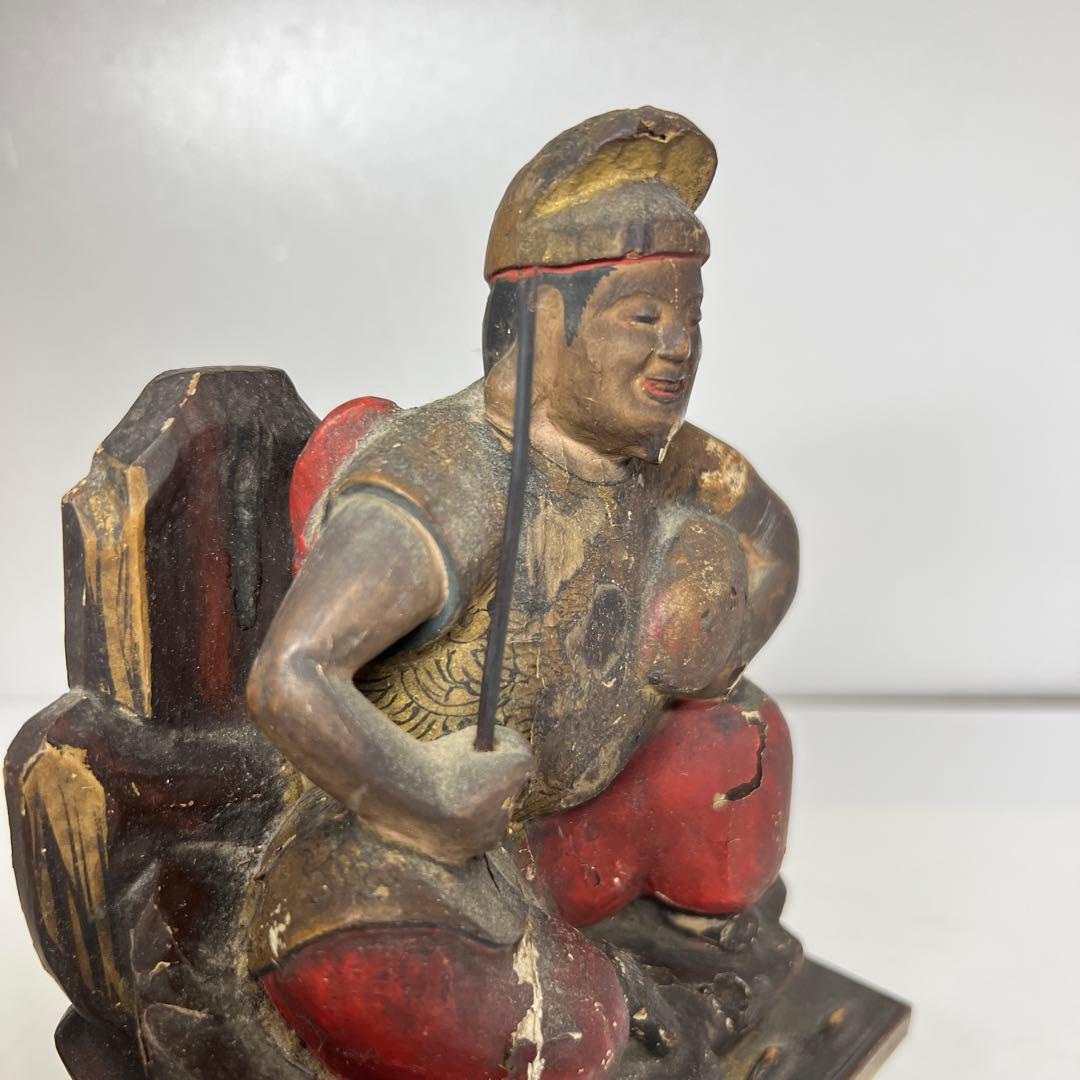 江戸初期　木彫　恵比寿天　仏像　高さ約19.2㎝　東さ8-0131☆2F