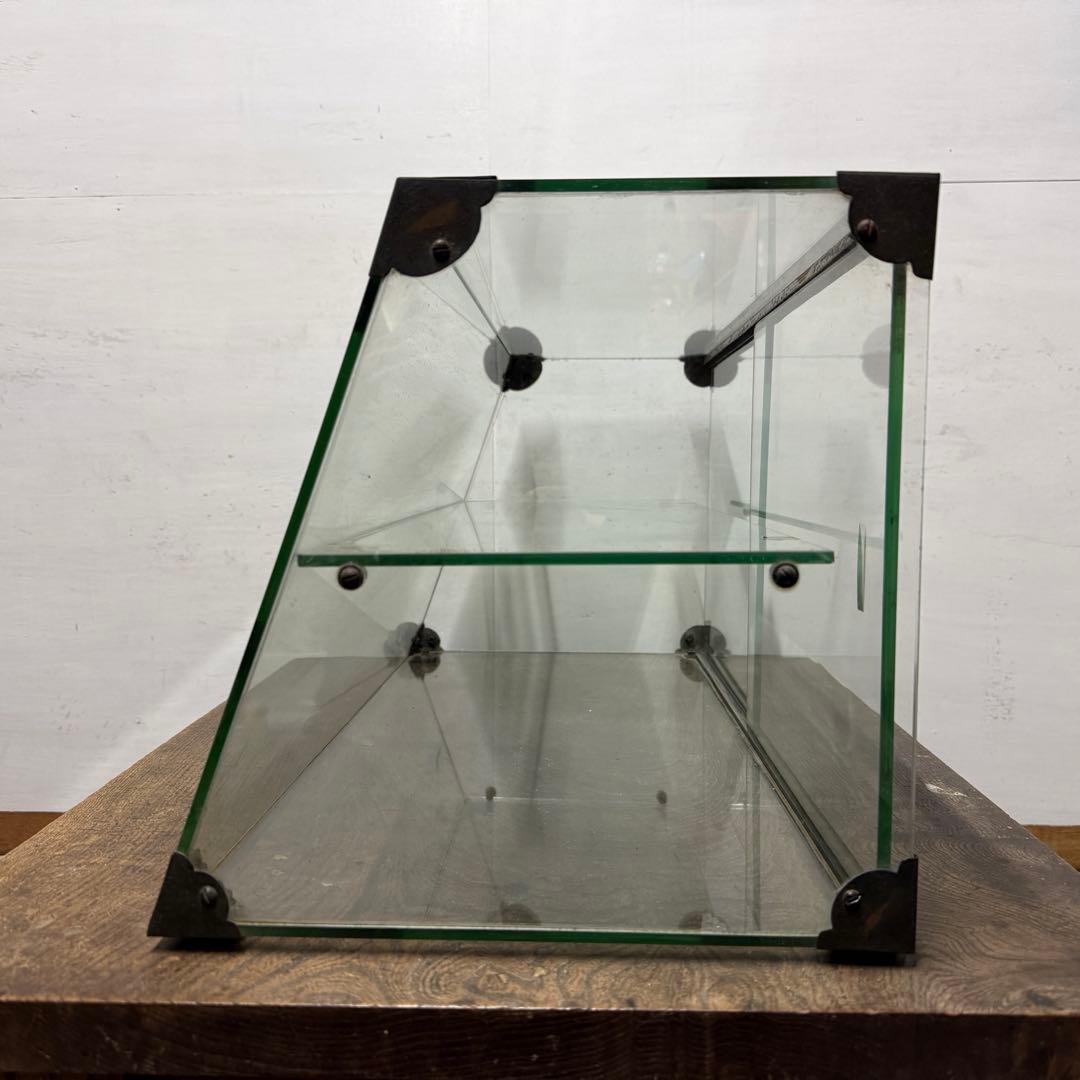 昭和レトロ ガラスケース 卓上 前面 斜め アンティーク ショーケース 陳列棚