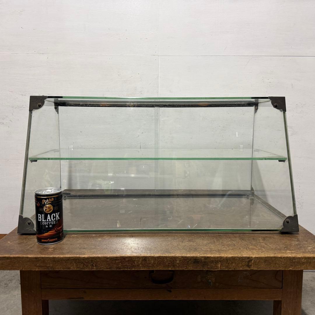 昭和レトロ ガラスケース 卓上 前面 斜め アンティーク ショーケース 陳列棚