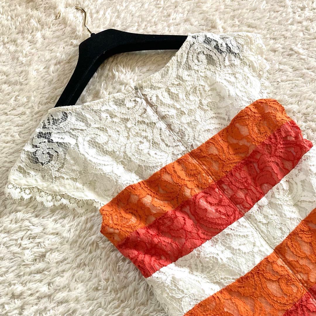 【美品】タダシショージ 総レース フレアドレス ワンピース 花柄レース フラワー