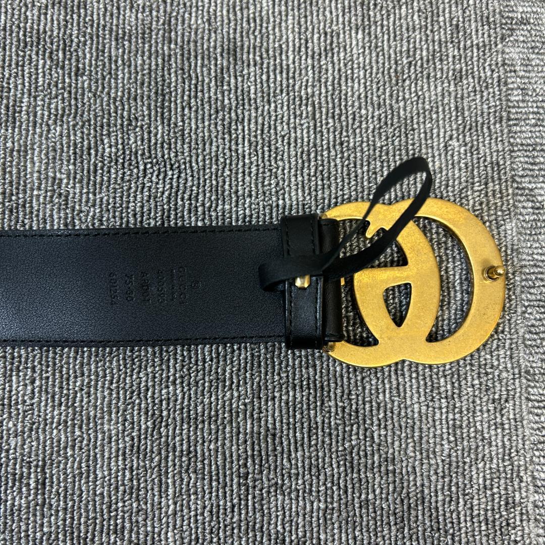 グッチ　GUCCI GGロゴ ゴールドバックル ブラックレザーベルト