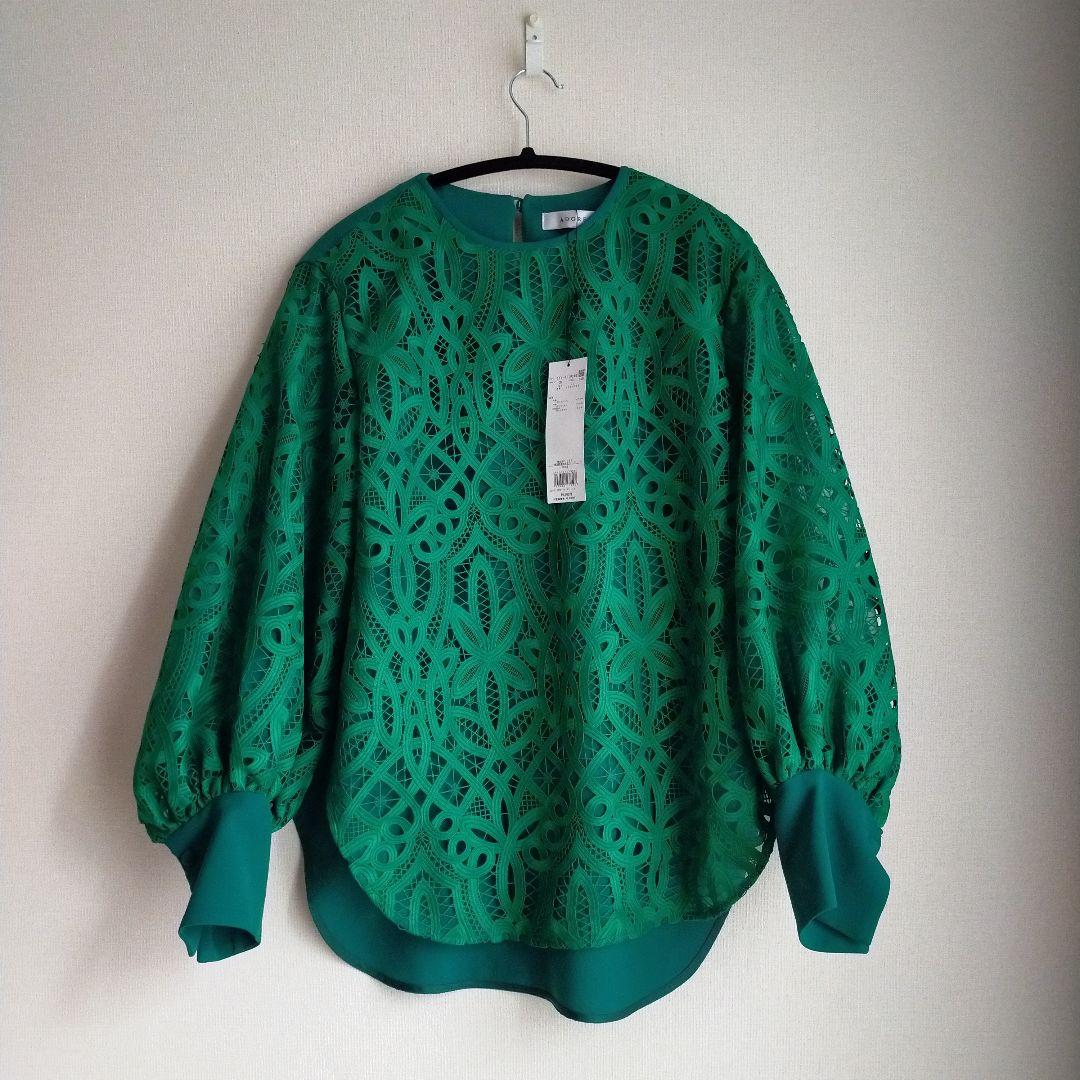 新品未使用 アドーアADORE フラワーオーナメントレースブラウス 38