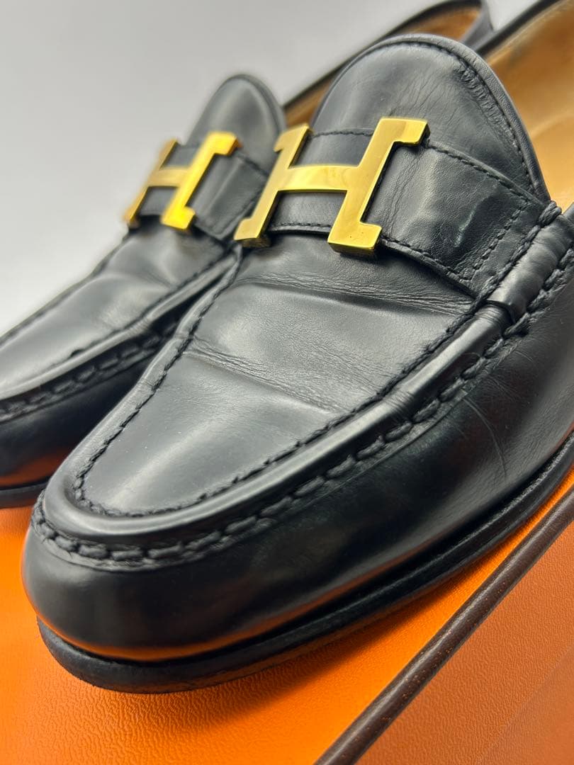 最終値下げ エルメス コンスタンス ローファー 靴 ブラック ゴールド金具