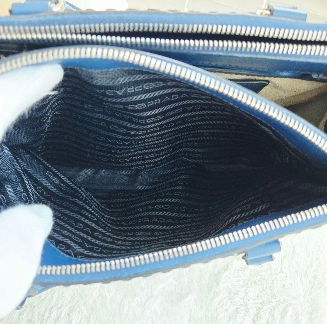 ⭐PRADA⭐ プラダ ガレリア ハンドバッグ ネイビー レザー クロシェット
