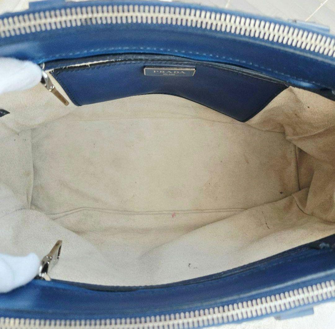 ⭐PRADA⭐ プラダ ガレリア ハンドバッグ ネイビー レザー クロシェット