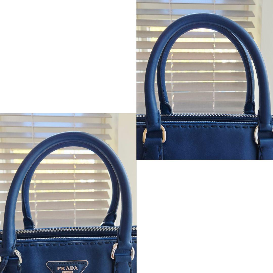 ⭐PRADA⭐ プラダ ガレリア ハンドバッグ ネイビー レザー クロシェット