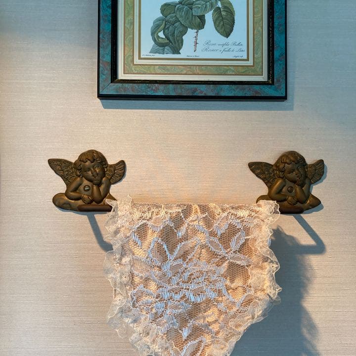 イタリア製真鍮エンジェル天使の壁掛けタオルハンガー小 アンティーク調キルト掛け