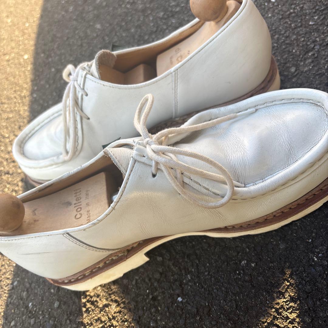 パラブーツ　ホワイトレザー ミカエル　モカシン シューズ