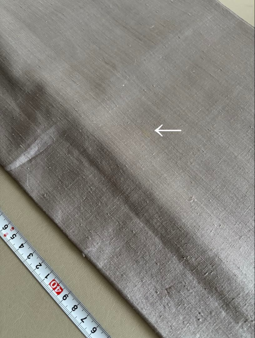 〈訳あり価格〉正絹 無地 袷 結城紬 グレイッシュパープル 洒落紋 波に千鳥