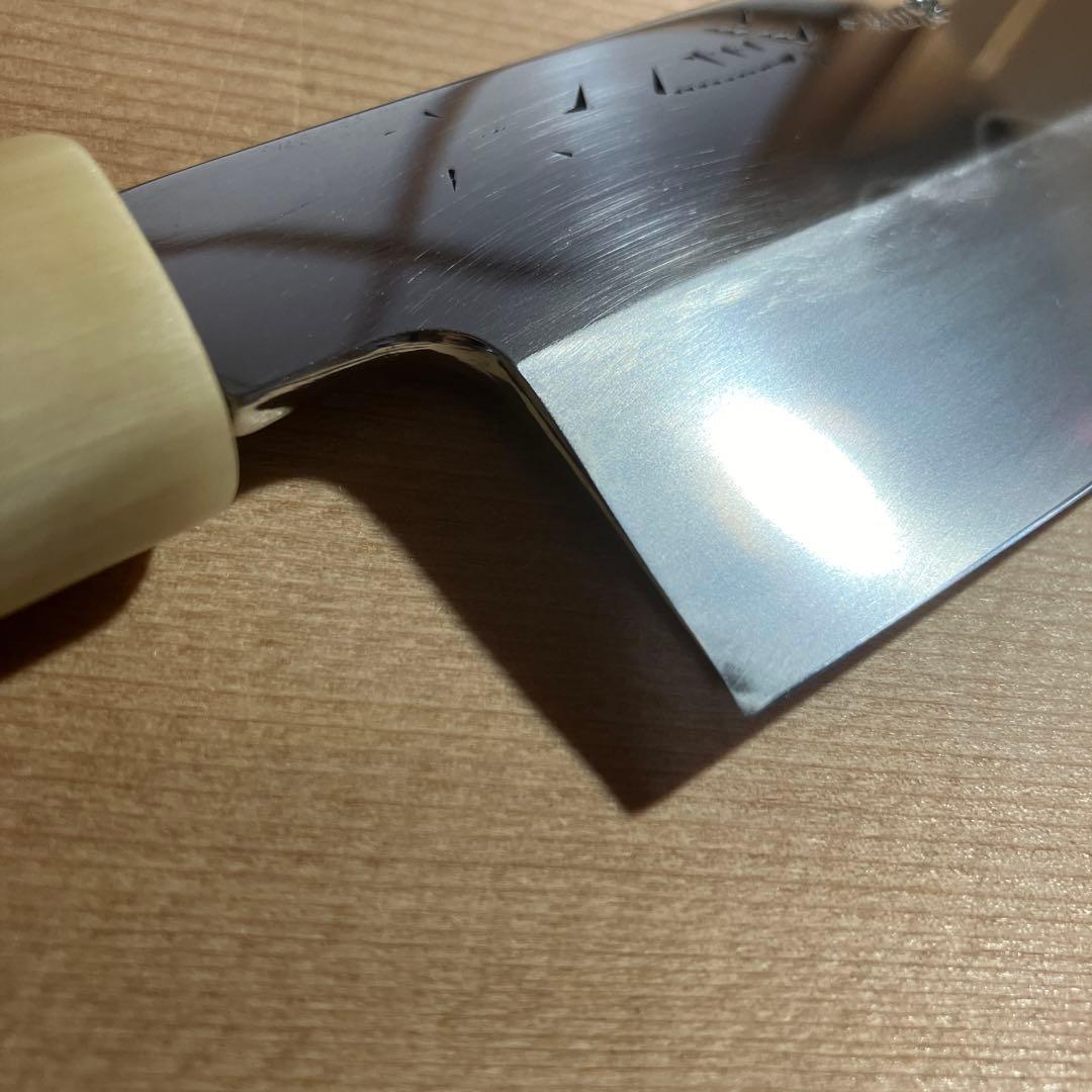 京都有次　本焼薄刃包丁　修理品　天然砥石で研ぎ済み