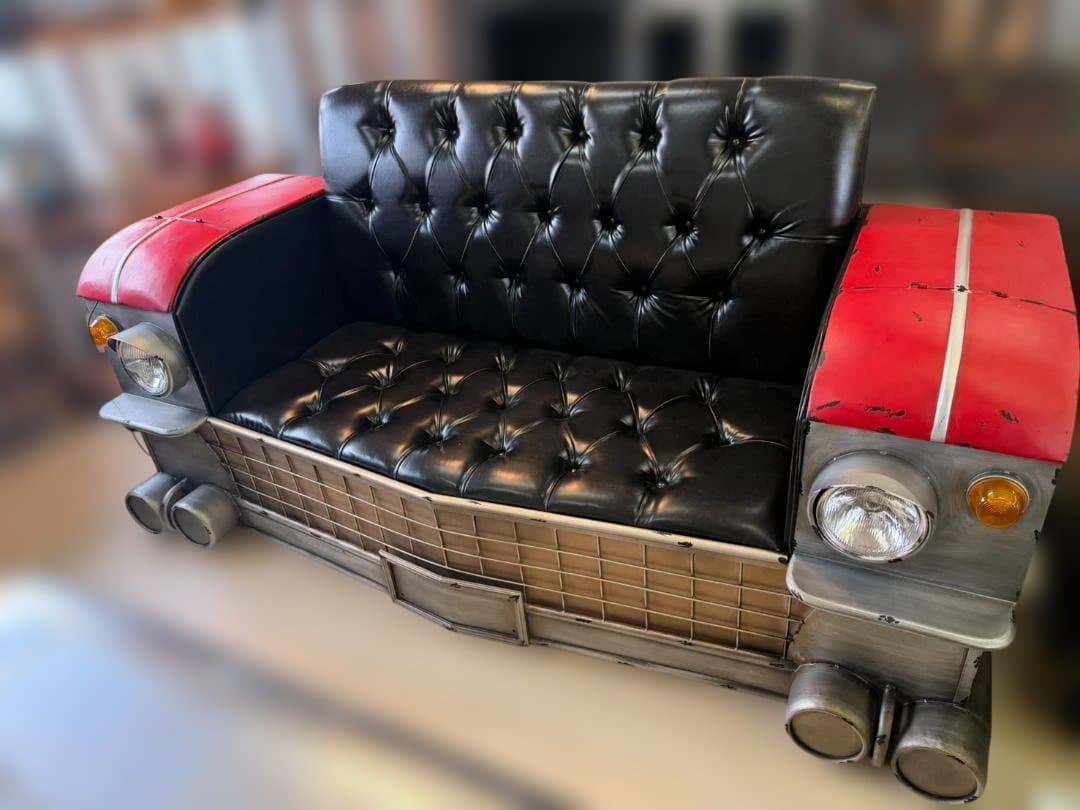 光る　ソファ　3人掛け　ヴィンテージカー　車　アメリカン　3Pソファ　イス　椅子