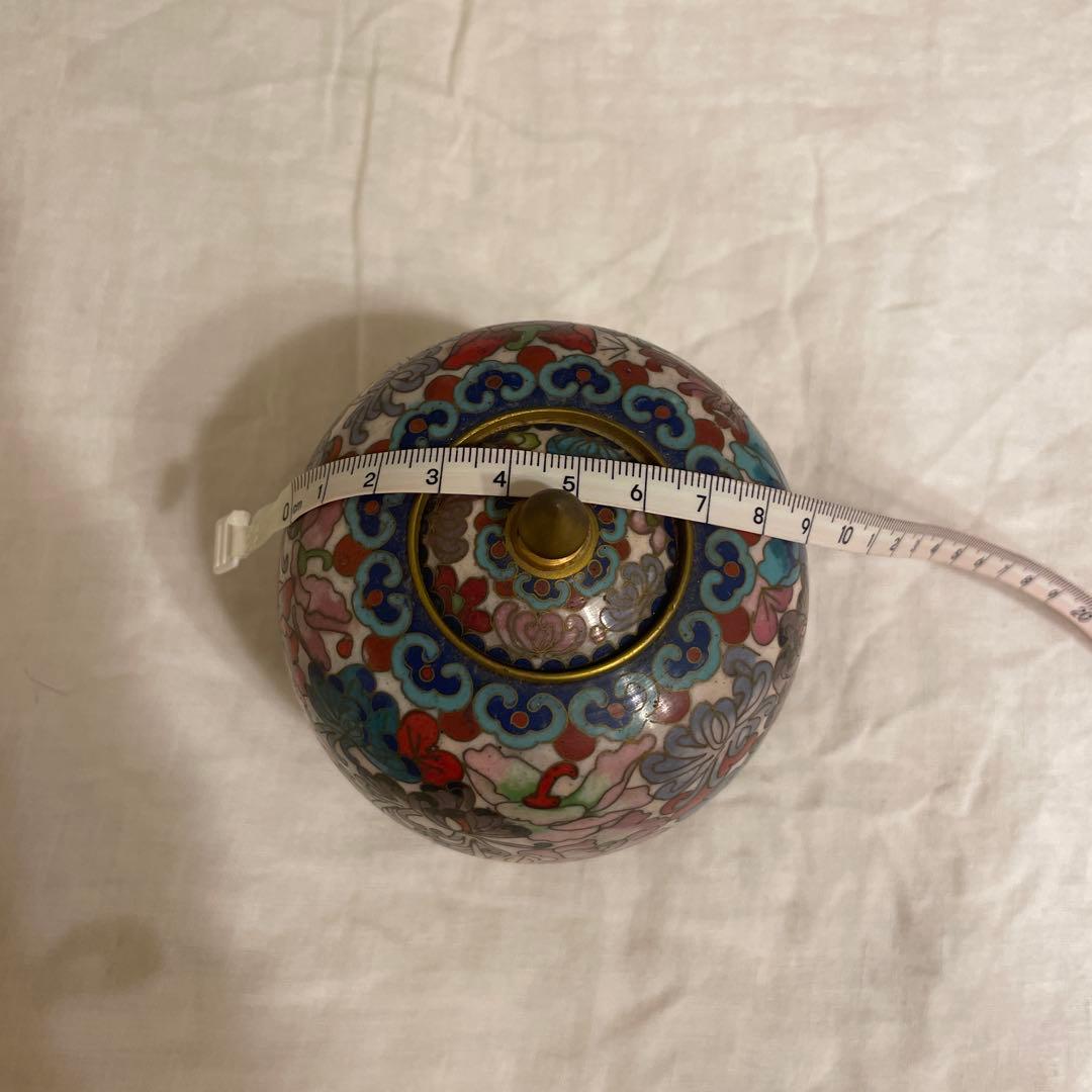 花柄陶器花器 蓋付き