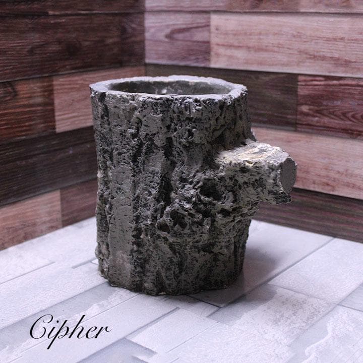 モルタル製　切株　植木鉢　植木鉢カバー　レトロ雑貨　SETO CRAFT　廃盤②