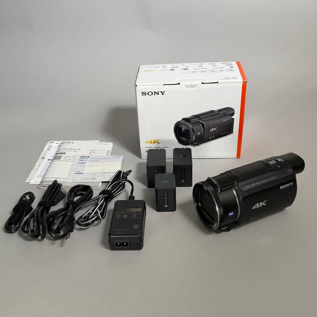SONY 4Kビデオカメラレコーダー FDR-AX60+バッテリーパック大2個