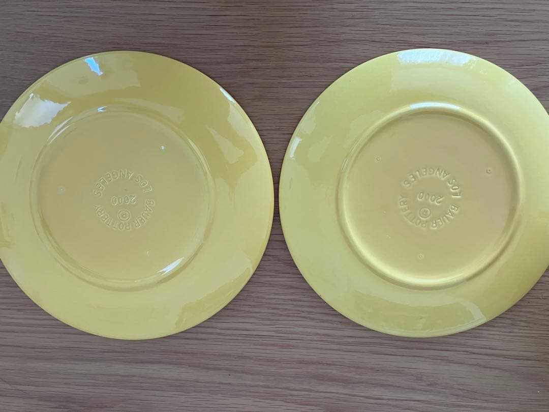 バウワーポッタリー　お皿　イエロー 2枚 27cm Bauer pottery